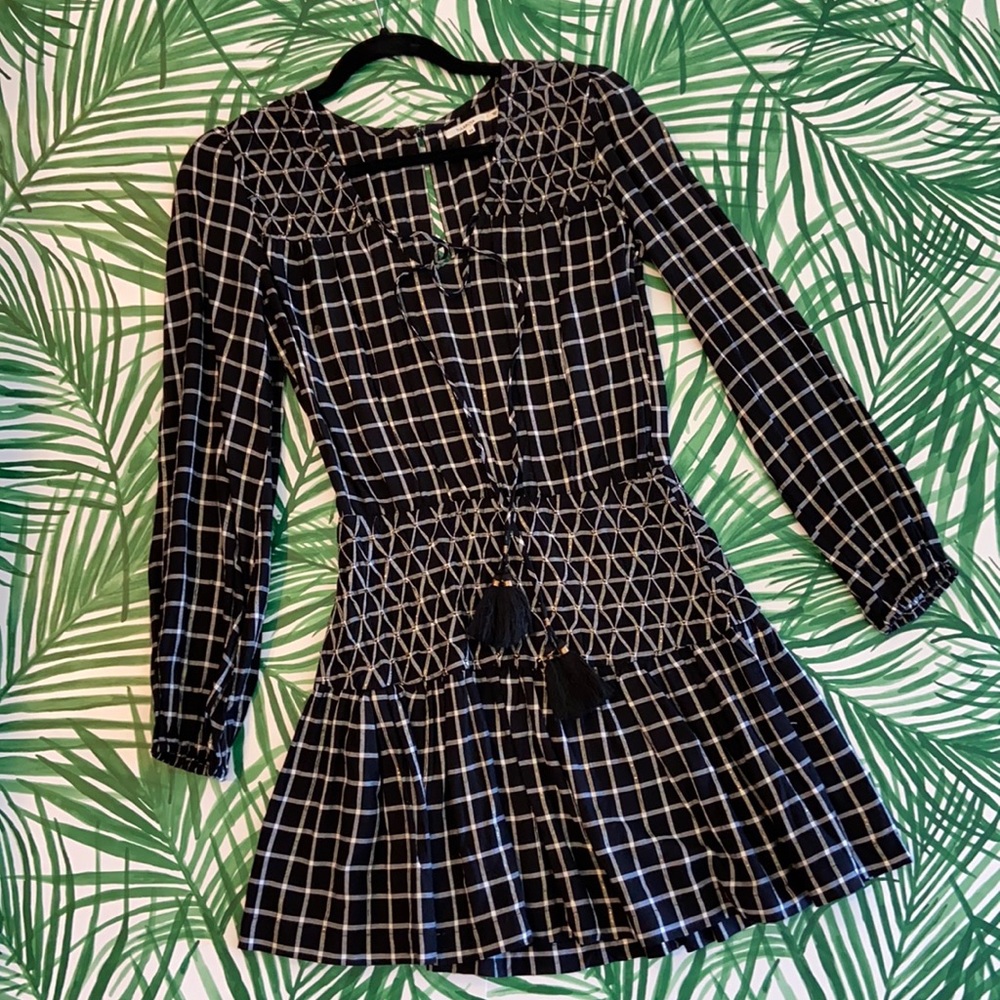 Tularosa Gingham Dress with Gold Details